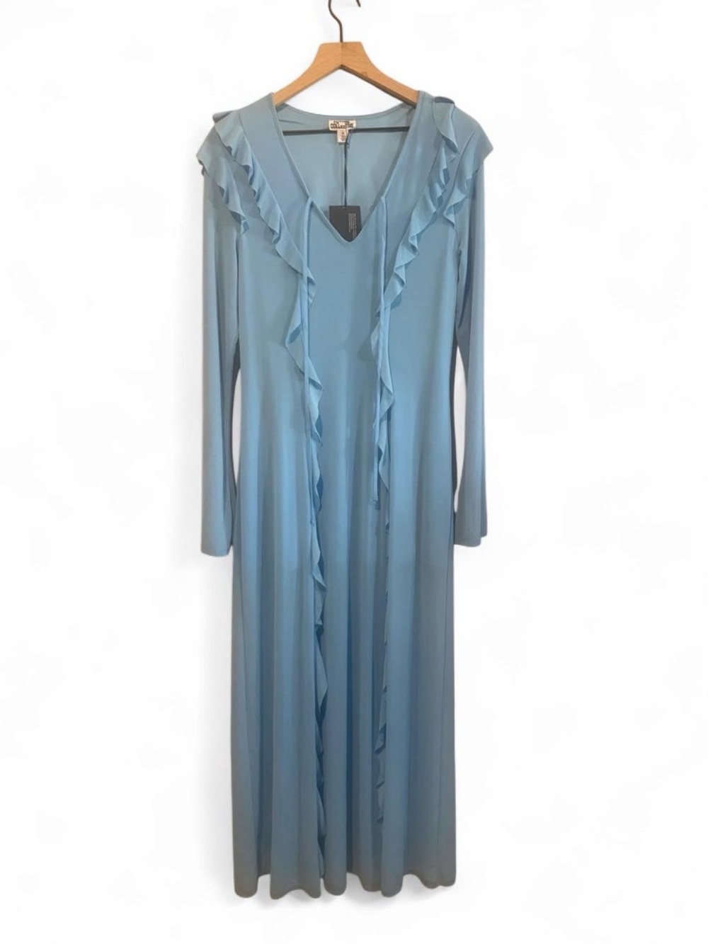 Light Blue Long Sleeve Ruffle Maxi Dress - Future Collective